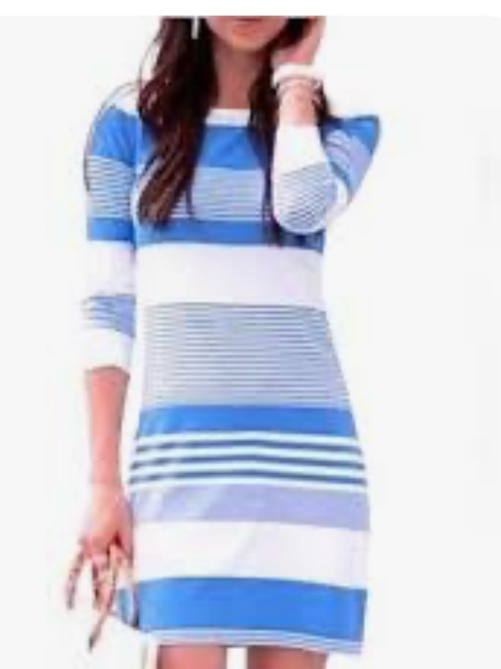 Lilly Pulitzer XS Marlowe cotton white-blue nautical coastal stripe midi dress
